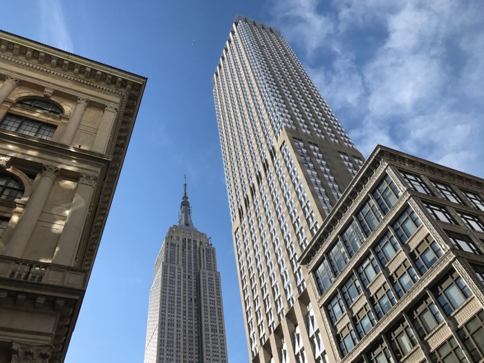 DO GAZE UP AT THE EMPIRE STATE BUILDING! BUT BEFORE CROSSING, LOOK BOTH WAYS OR ELSE YOU, TOO, MAY HAVE A STAR-CROSSED AFFAIR TO REMEMBER! (PHOTO BY THEADORA BRACK)